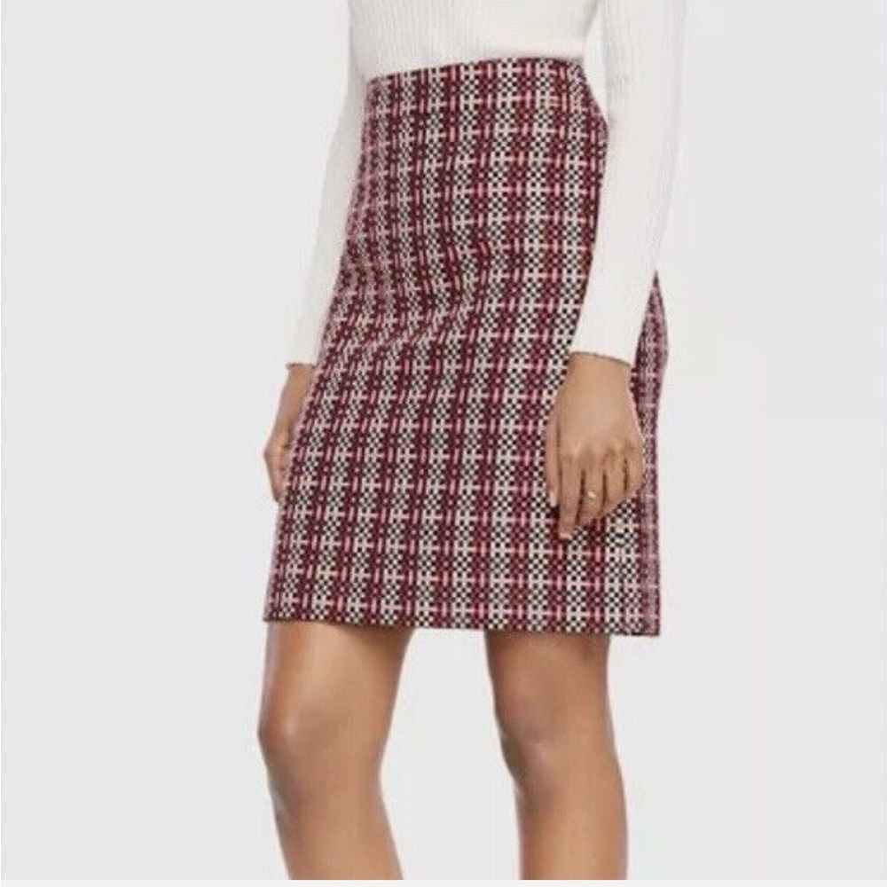 Ann Taylor Shades of Pink and Black Check Skirt